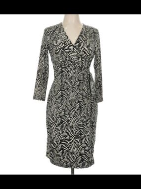 Anne Klein Black and White Printed Wrap Dress